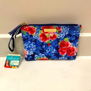 Pioneer Woman Cosmetic Bag Blue Floral Pens Pencils Makeup Hair Accessories